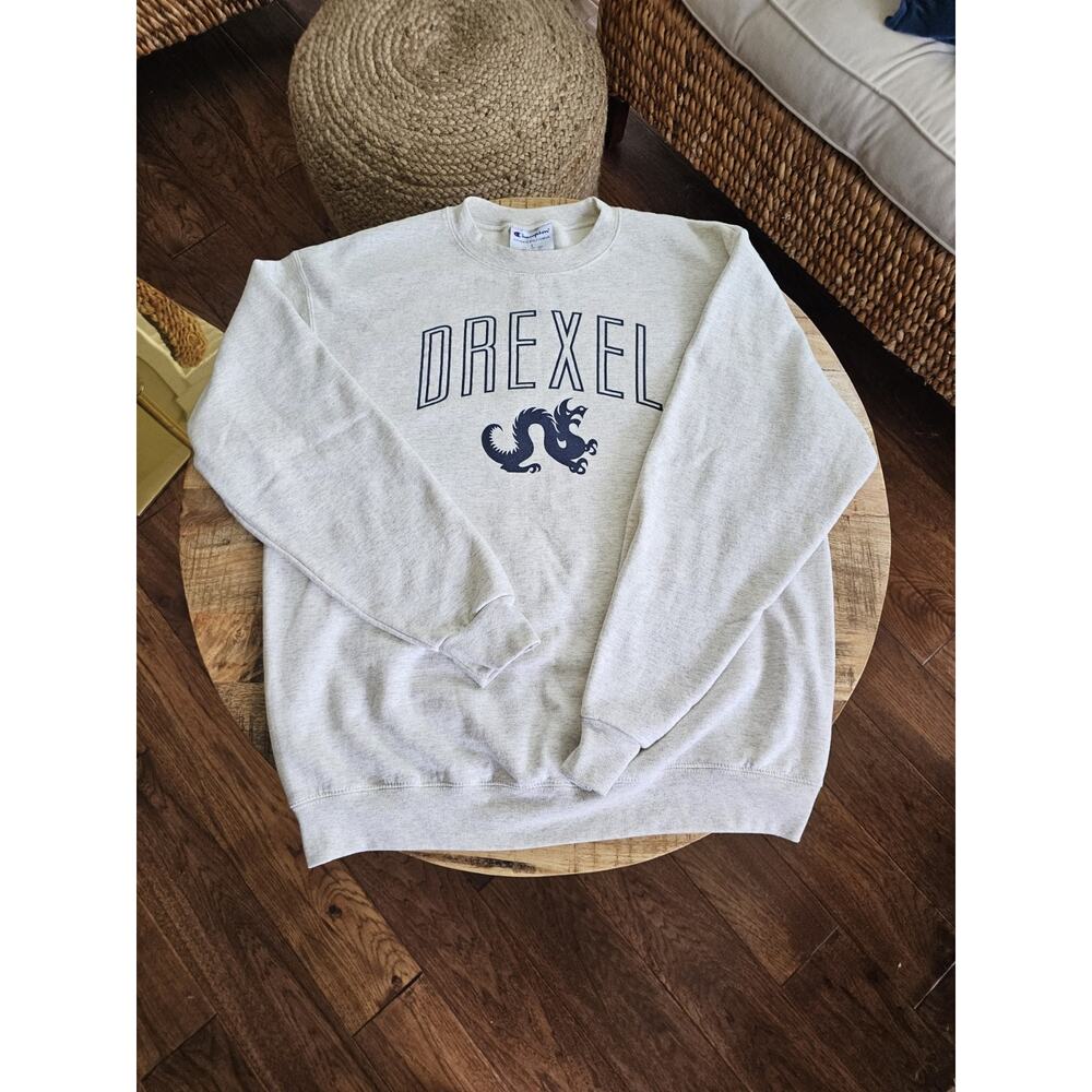 Champion Drexel University Oatmeal Crewneck Sweatshirt Size Large - Picture 2 of 10